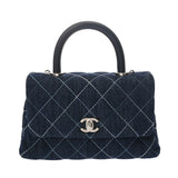CHANEL シャネル マトラッセ トップハンドルフラップバッグ XS ブルー A92990 レディース デニム ハンドバッグ 新同 中古 銀蔵