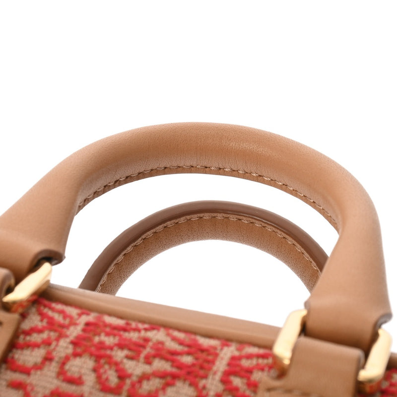 LOEWE ロエベ アマソナ ナノ レッド/ベージュ A039U96X02 レディース カーフ ショルダーバッグ Aランク 中古 銀蔵