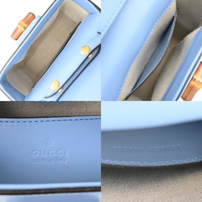 GUCCI グッチ バンブー ブルー 702106 レディース レザー ショルダーバッグ 新同 中古 銀蔵