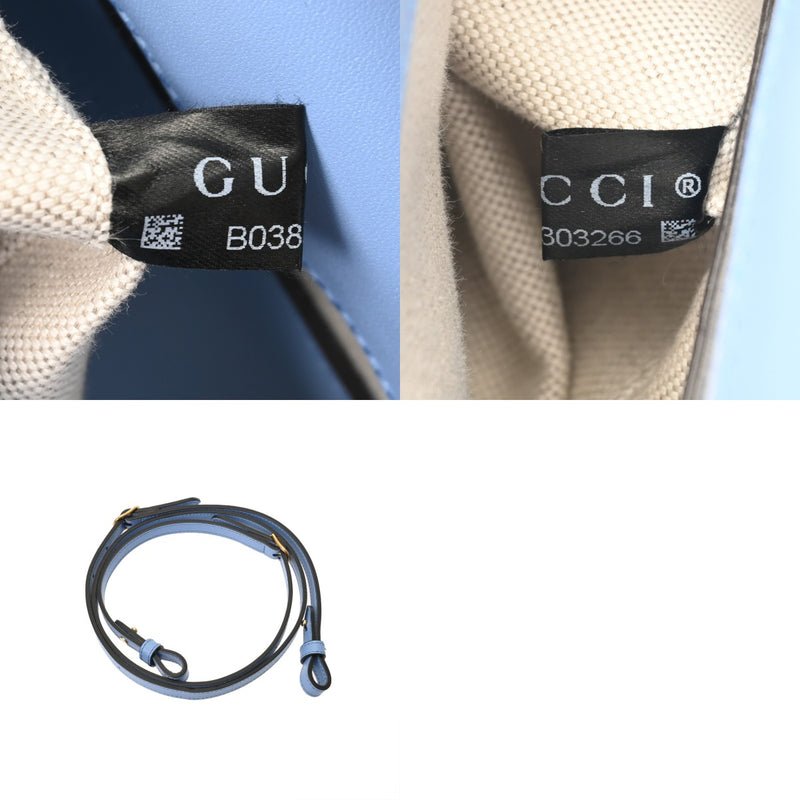 GUCCI グッチ バンブー ブルー 702106 レディース レザー ショルダーバッグ 新同 中古 銀蔵