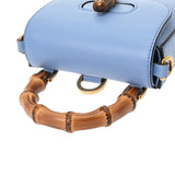GUCCI グッチ バンブー ブルー 702106 レディース レザー ショルダーバッグ 新同 中古 銀蔵