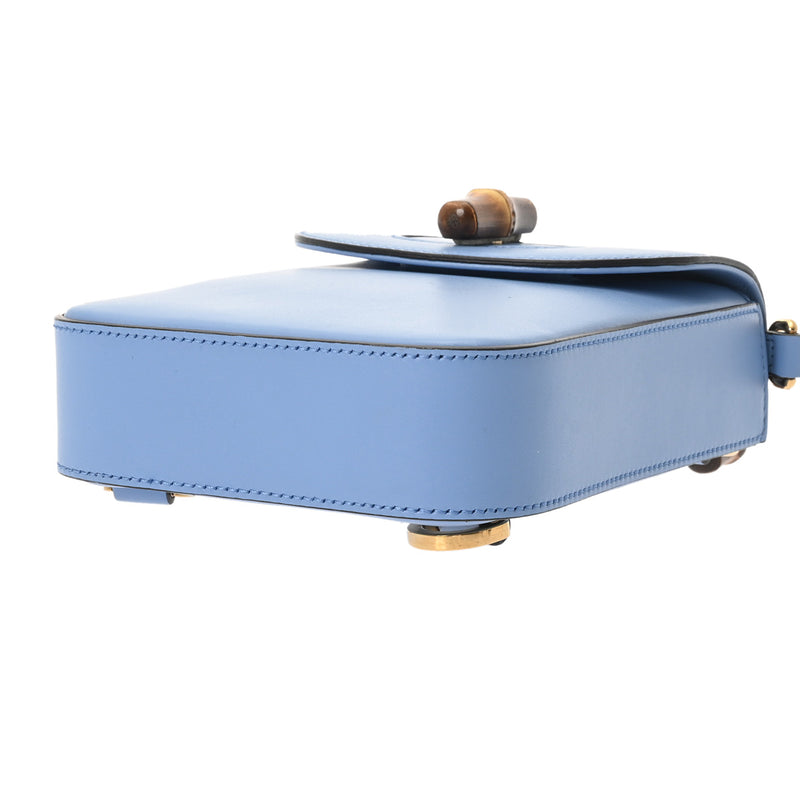 GUCCI グッチ バンブー ブルー 702106 レディース レザー ショルダーバッグ 新同 中古 銀蔵