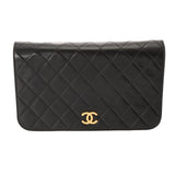 CHANEL シャネル マトラッセ プッシュロック チェーンショルダー 23cm ブラック レディース ラムスキン ショルダーバッグ ABランク 中古 銀蔵