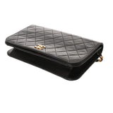 CHANEL シャネル マトラッセ プッシュロック チェーンショルダー 23cm ブラック レディース ラムスキン ショルダーバッグ ABランク 中古 銀蔵