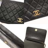 CHANEL シャネル マトラッセ プッシュロック チェーンショルダー 23cm ブラック レディース ラムスキン ショルダーバッグ ABランク 中古 銀蔵