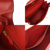 HERMES エルメス ケリー32 外縫い ルージュビフ □G刻印(2003年頃) レディース アルデンヌ 2WAYバッグ Aランク 中古 銀蔵