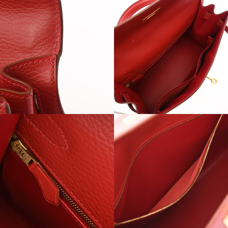 HERMES エルメス ケリー32 外縫い ルージュビフ □G刻印(2003年頃) レディース アルデンヌ 2WAYバッグ Aランク 中古 銀蔵