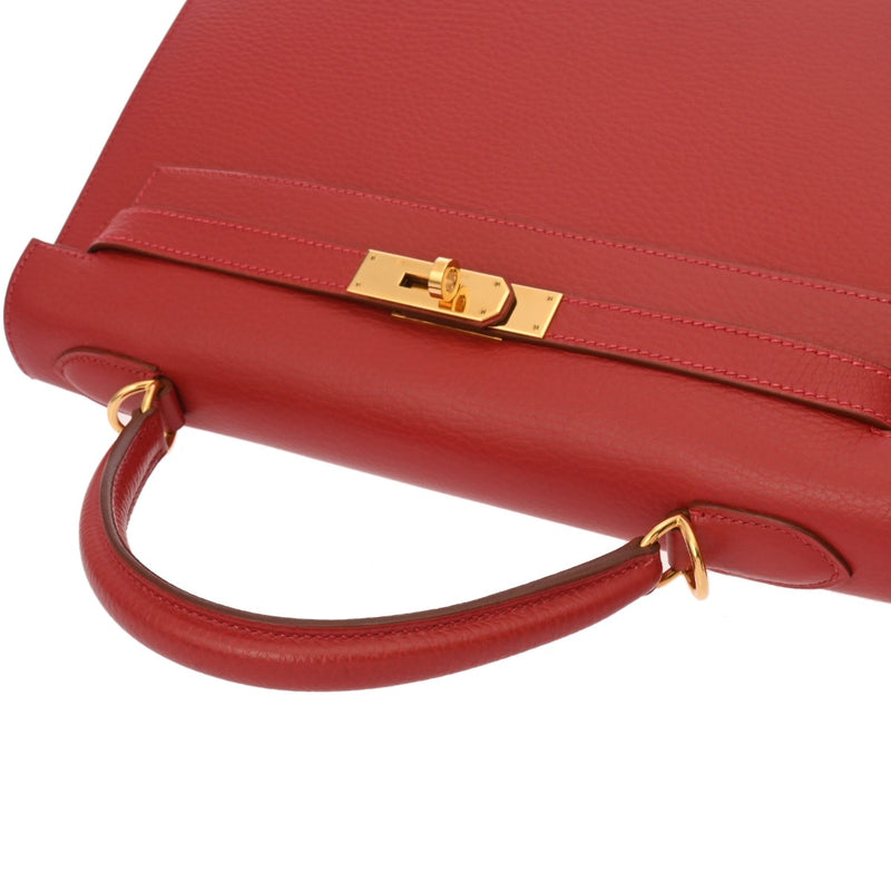 HERMES エルメス ケリー32 外縫い ルージュビフ □G刻印(2003年頃) レディース アルデンヌ 2WAYバッグ Aランク 中古 銀蔵