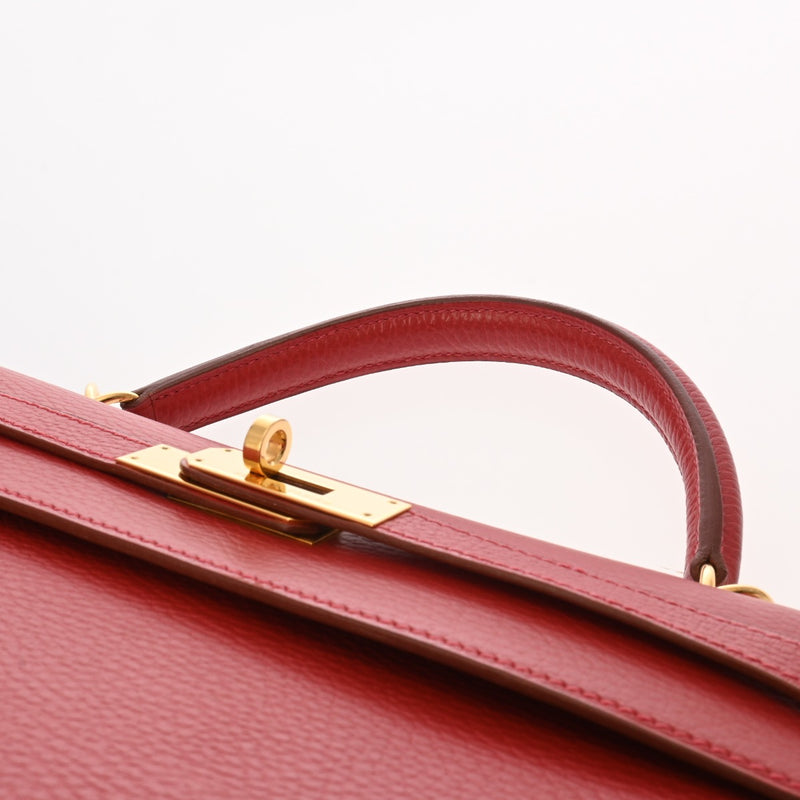 HERMES エルメス ケリー32 外縫い ルージュビフ □G刻印(2003年頃) レディース アルデンヌ 2WAYバッグ Aランク 中古 銀蔵