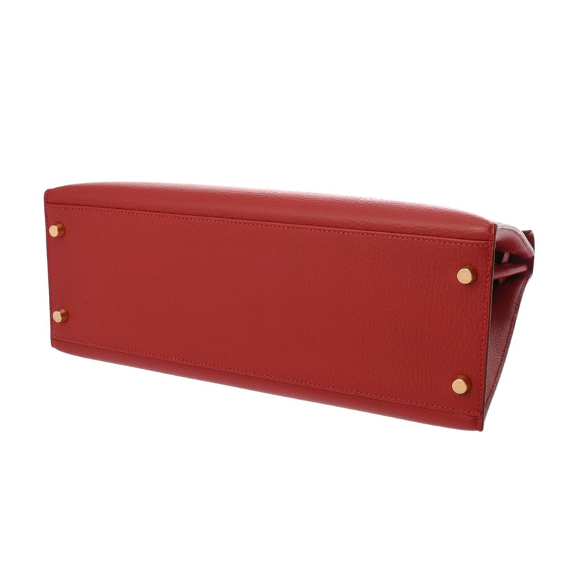 HERMES エルメス ケリー32 外縫い ルージュビフ □G刻印(2003年頃) レディース アルデンヌ 2WAYバッグ Aランク 中古 銀蔵