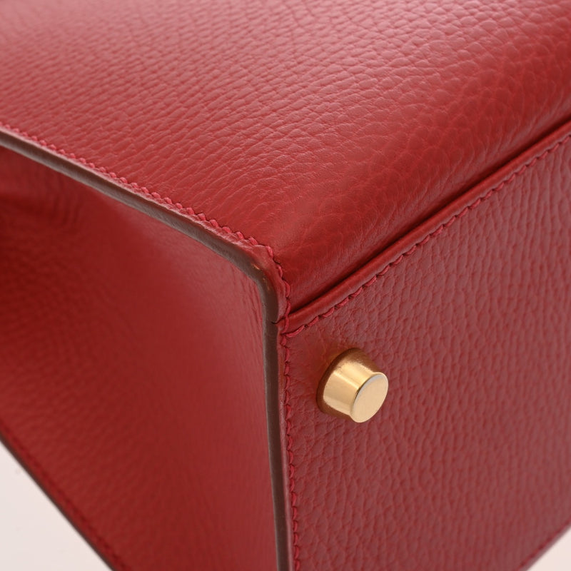 HERMES エルメス ケリー32 外縫い ルージュビフ □G刻印(2003年頃) レディース アルデンヌ 2WAYバッグ Aランク 中古 銀蔵