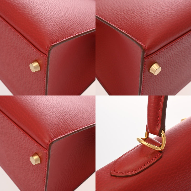 HERMES エルメス ケリー32 外縫い ルージュビフ □G刻印(2003年頃) レディース アルデンヌ 2WAYバッグ Aランク 中古 銀蔵