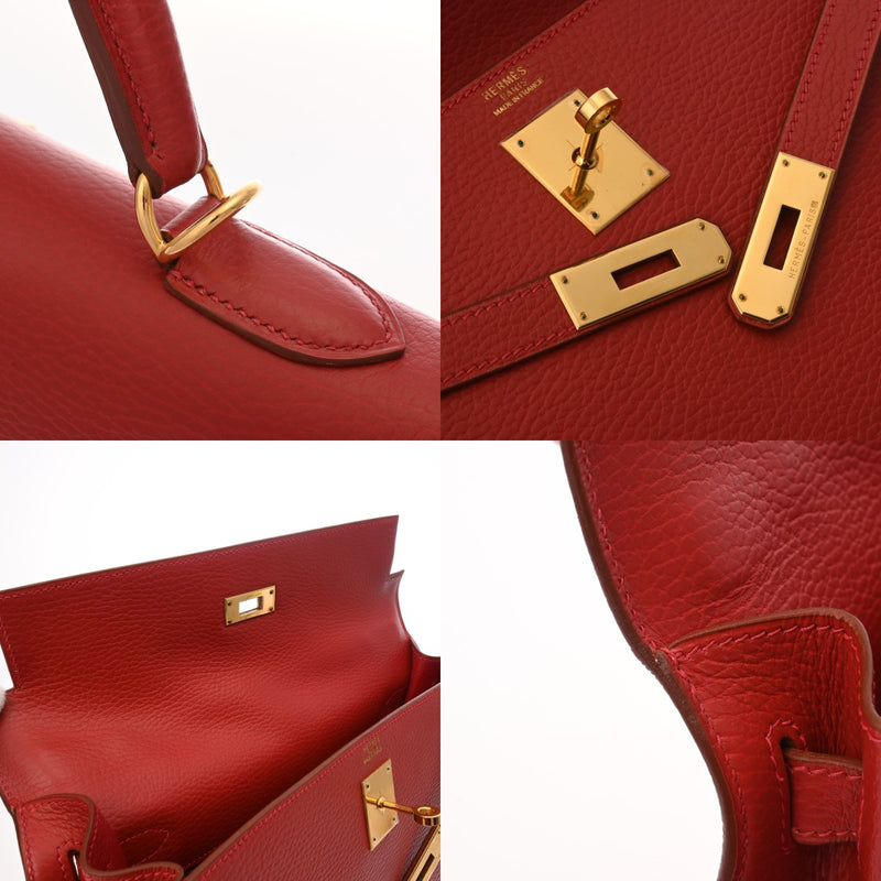HERMES エルメス ケリー32 外縫い ルージュビフ □G刻印(2003年頃) レディース アルデンヌ 2WAYバッグ Aランク 中古 銀蔵