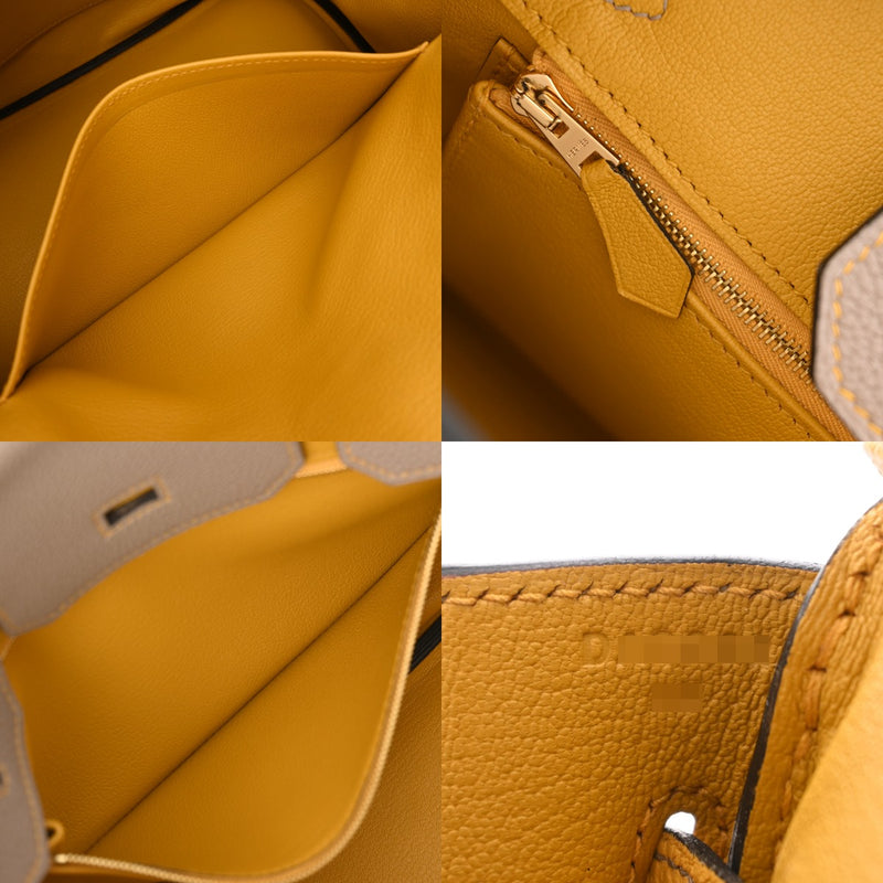 HERMES エルメス バーキン 30 トゥルティエールグレー/ジョーヌアンプル D刻印(2019年頃) レディース トゴ ハンドバッグ Aランク 中古 銀蔵