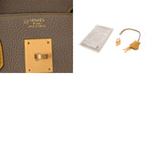 HERMES エルメス バーキン 30 トゥルティエールグレー/ジョーヌアンプル D刻印(2019年頃) レディース トゴ ハンドバッグ Aランク 中古 銀蔵