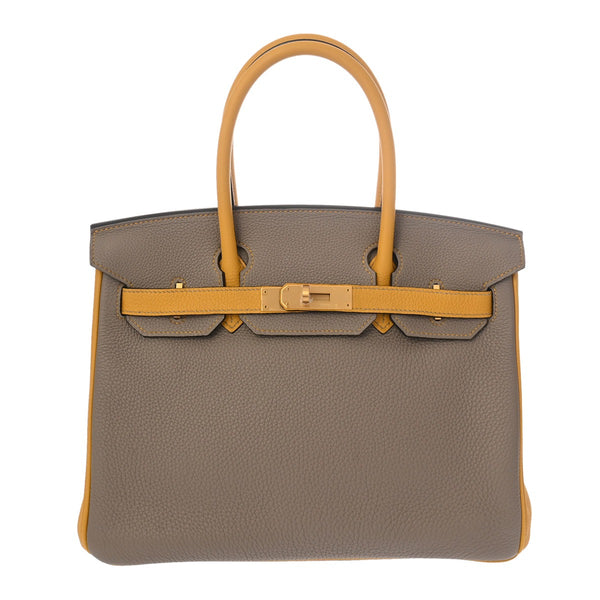 HERMES エルメス バーキン 30 トゥルティエールグレー/ジョーヌアンプル D刻印(2019年頃) レディース トゴ ハンドバッグ Aランク 中古 銀蔵