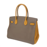 HERMES エルメス バーキン 30 トゥルティエールグレー/ジョーヌアンプル D刻印(2019年頃) レディース トゴ ハンドバッグ Aランク 中古 銀蔵