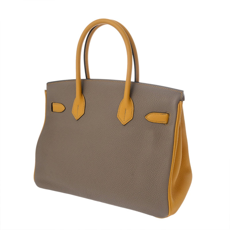 HERMES エルメス バーキン 30 トゥルティエールグレー/ジョーヌアンプル D刻印(2019年頃) レディース トゴ ハンドバッグ Aランク 中古 銀蔵