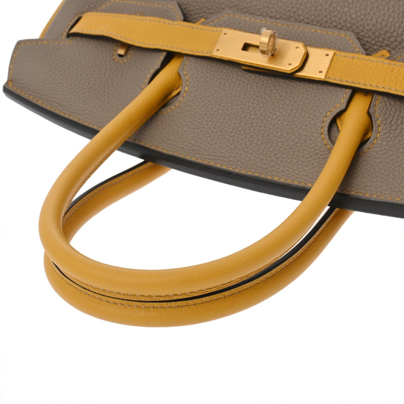 HERMES エルメス バーキン 30 トゥルティエールグレー/ジョーヌアンプル D刻印(2019年頃) レディース トゴ ハンドバッグ Aランク 中古 銀蔵