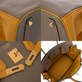 HERMES エルメス バーキン 30 トゥルティエールグレー/ジョーヌアンプル D刻印(2019年頃) レディース トゴ ハンドバッグ Aランク 中古 銀蔵