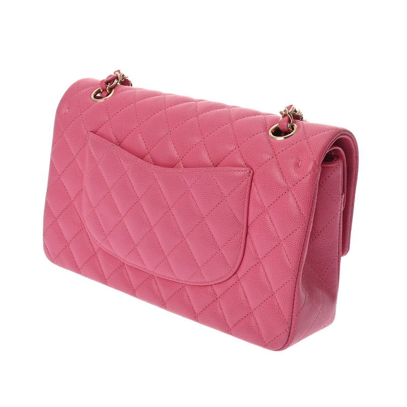 CHANEL シャネル マトラッセ チェーンショルダー 25cm Wフラップ ピンク A01112 レディース キャビアスキン ショルダーバッグ Aランク 中古 銀蔵