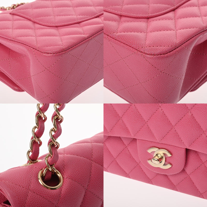 CHANEL シャネル マトラッセ チェーンショルダー 25cm Wフラップ ピンク A01112 レディース キャビアスキン ショルダーバッグ Aランク 中古 銀蔵