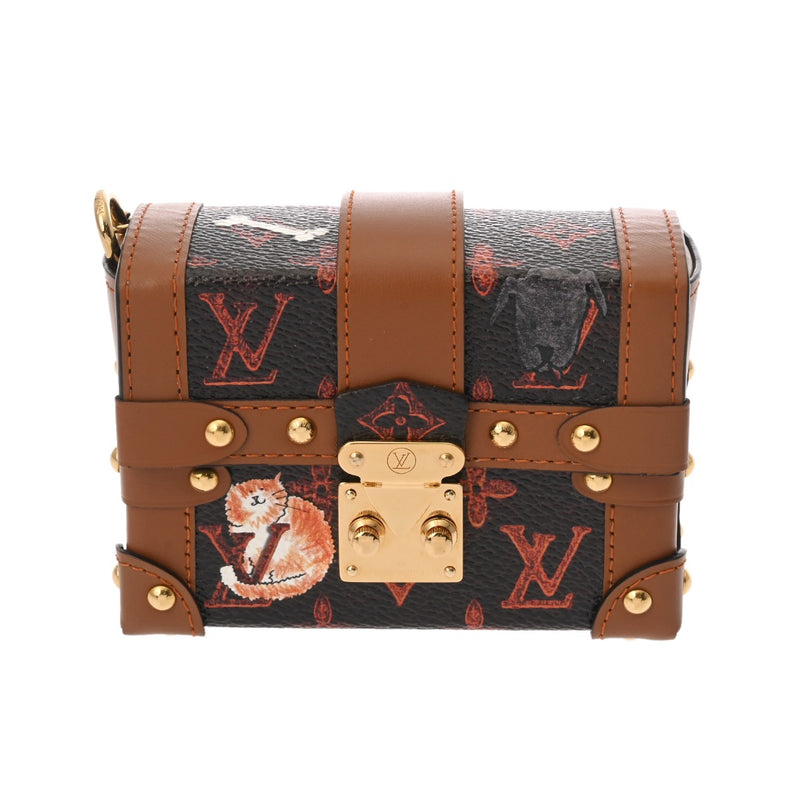 LOUIS VUITTON ルイヴィトン キャットグラム エッセンシャルトランク ブラウン M63892 ユニセックス モノグラムキャンバス レザー チャーム Aランク 中古 銀蔵