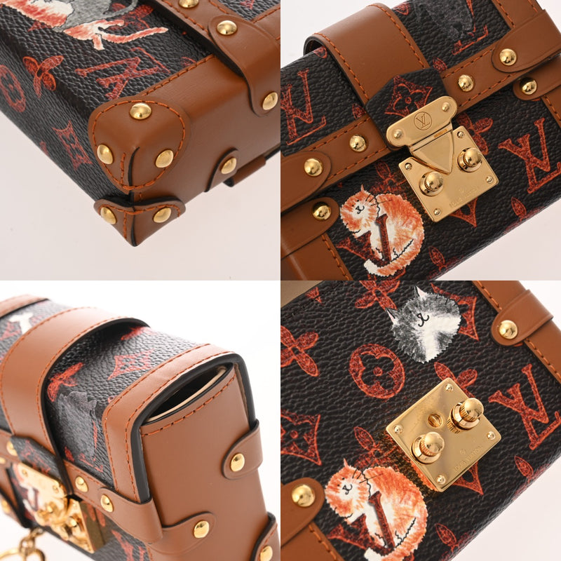 LOUIS VUITTON ルイヴィトン キャットグラム エッセンシャルトランク ブラウン M63892 ユニセックス モノグラムキャンバス レザー チャーム Aランク 中古 銀蔵