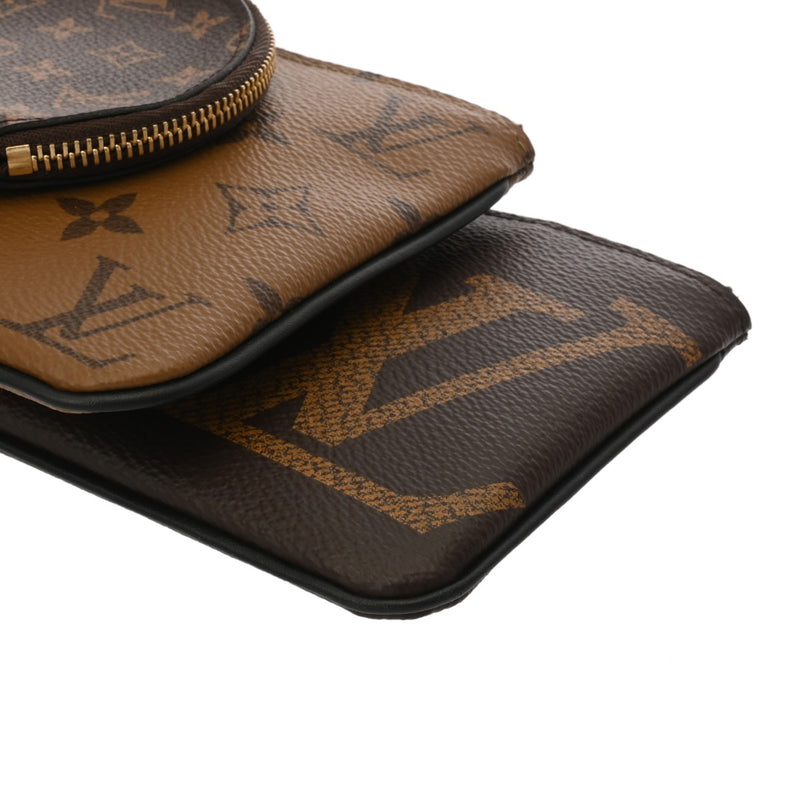 LOUIS VUITTON ルイヴィトン モノグラムリバース ジャイアントリバース ポシェットトリオ ブラウン/キャメル系 M68756 レディース モノグラムキャンバス ポーチ Aランク 中古 銀蔵