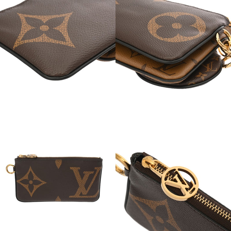 LOUIS VUITTON ルイヴィトン モノグラムリバース ジャイアントリバース ポシェットトリオ ブラウン/キャメル系 M68756 レディース モノグラムキャンバス ポーチ Aランク 中古 銀蔵