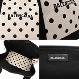 BALENCIAGA バレンシアガ ネイビーカバス S ドット柄 ホワイト/ブラック 339933 レディース キャンバス レザー ハンドバッグ ABランク 中古 銀蔵