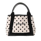 BALENCIAGA バレンシアガ ネイビーカバス S ドット柄 ホワイト/ブラック 339933 レディース キャンバス レザー ハンドバッグ ABランク 中古 銀蔵