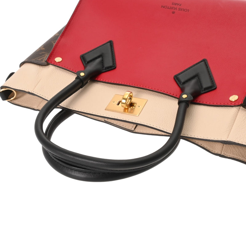 LOUIS VUITTON ルイヴィトン モノグラム オンマイサイド MM ルージュピラット M53824 レディース カーフレザー/モノグラムキャンバス 2WAYバッグ Aランク 中古 銀蔵