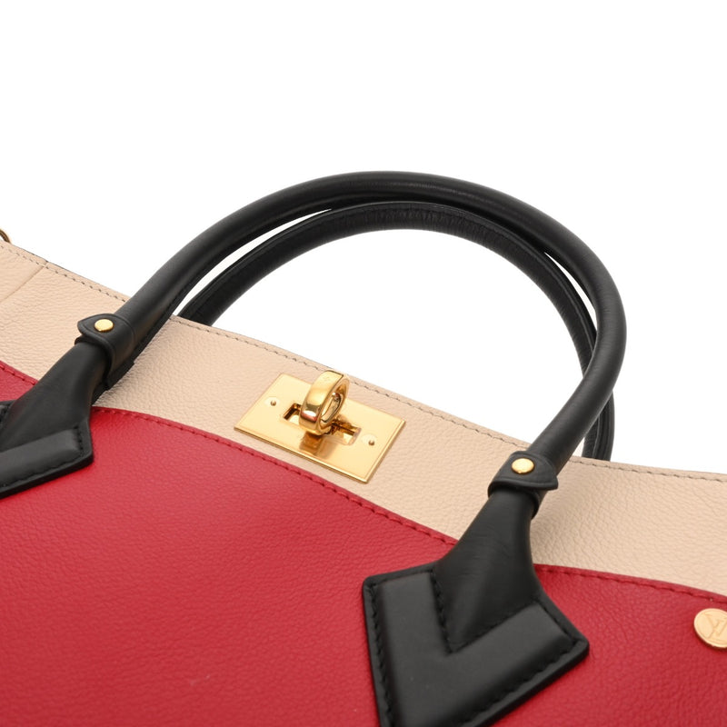 LOUIS VUITTON ルイヴィトン モノグラム オンマイサイド MM ルージュピラット M53824 レディース カーフレザー/モノグラムキャンバス 2WAYバッグ Aランク 中古 銀蔵