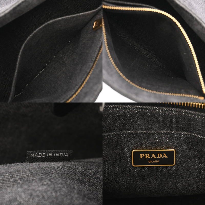PRADA プラダ カナパ トートバッグ ブラック 1BG642 レディース デニム ハンドバッグ ABランク 中古 銀蔵