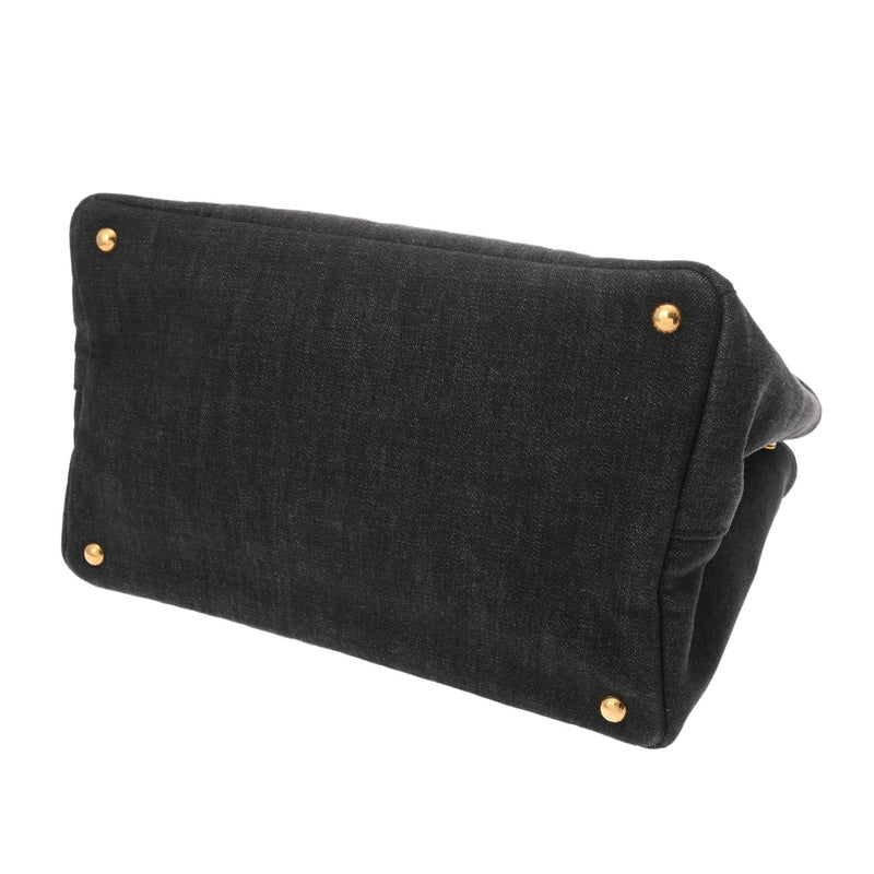 PRADA プラダ カナパ トートバッグ ブラック 1BG642 レディース デニム ハンドバッグ ABランク 中古 銀蔵