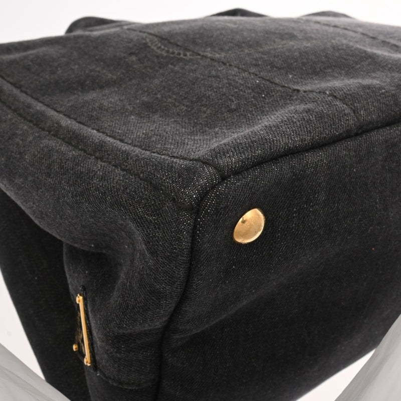 PRADA プラダ カナパ トートバッグ ブラック 1BG642 レディース デニム ハンドバッグ ABランク 中古 銀蔵