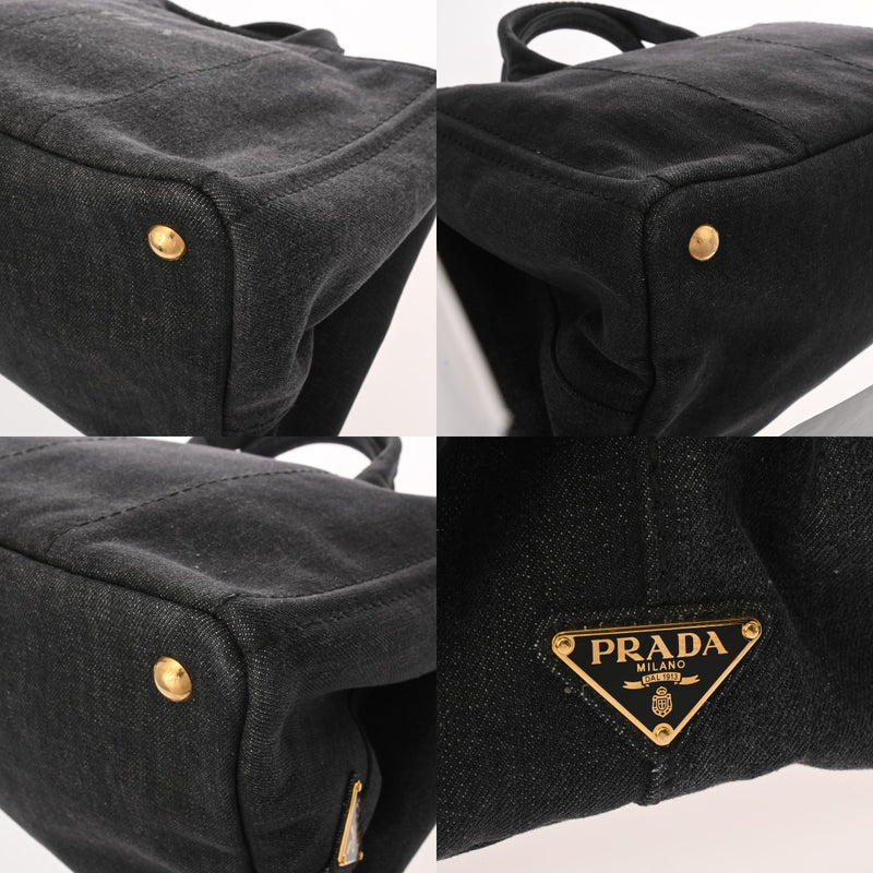 PRADA プラダ カナパ トートバッグ ブラック 1BG642 レディース デニム ハンドバッグ ABランク 中古 銀蔵
