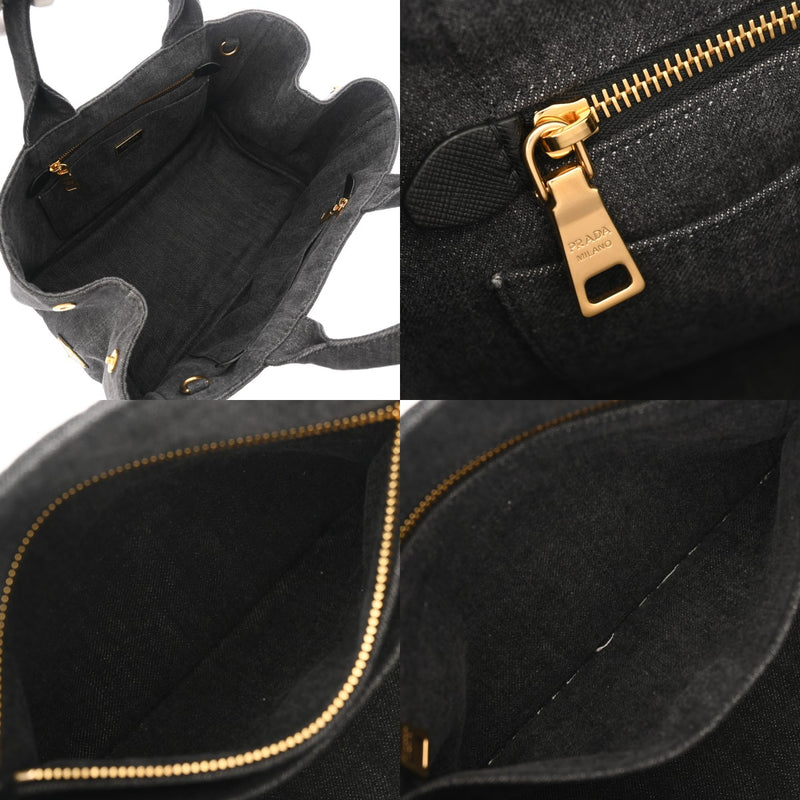 PRADA プラダ カナパ トートバッグ ブラック 1BG642 レディース デニム ハンドバッグ ABランク 中古 銀蔵