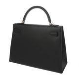 HERMES エルメス ケリー 32 外縫い ブラック A刻印(2017年頃) レディース ヴォーエプソン 2WAYバッグ Aランク 中古 銀蔵