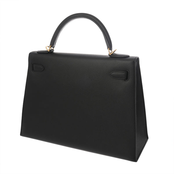 HERMES エルメス ケリー 32 外縫い ブラック A刻印(2017年頃) レディース ヴォーエプソン 2WAYバッグ Aランク 中古 銀蔵
