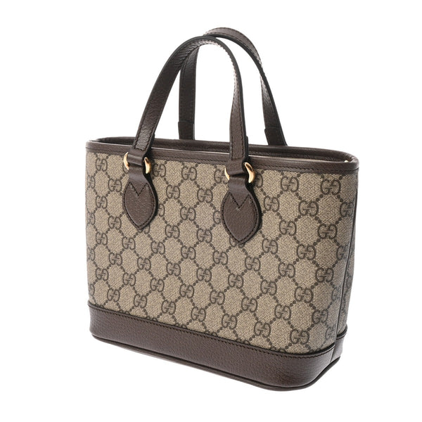 GUCCI グッチ GGスプリーム オフィディア スモール トートバッグ ベージュ/エボニー 811716 レディース GGスプリームキャンバス レザー ハンドバッグ 新同 中古 銀蔵