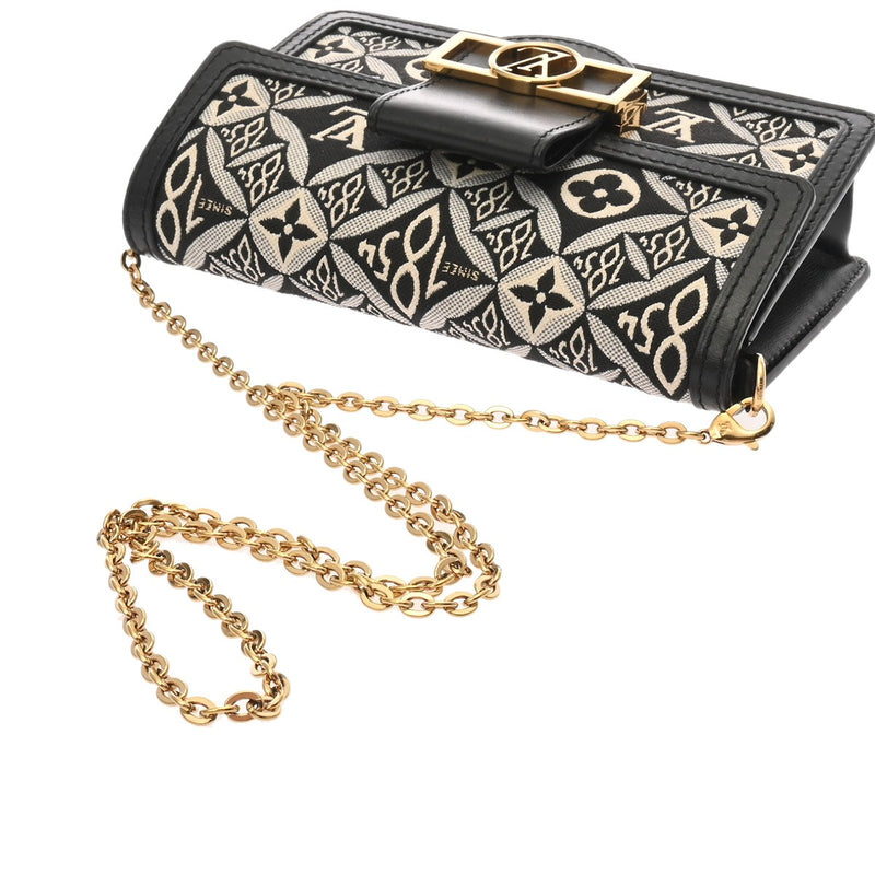 LOUIS VUITTON ルイヴィトン ジャガード ポルトフォイユ ドーフィヌ ブラック ゴールド金具 M69992 レディース モノグラムジャガード ショルダーバッグ ABランク 中古 銀蔵