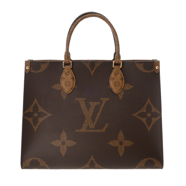 LOUIS VUITTON ルイヴィトン モノグラムリバース オンザゴー MM 2WAYトート ブラウン M45321 レディース モノグラムキャンバス ハンドバッグ 新同 中古 銀蔵