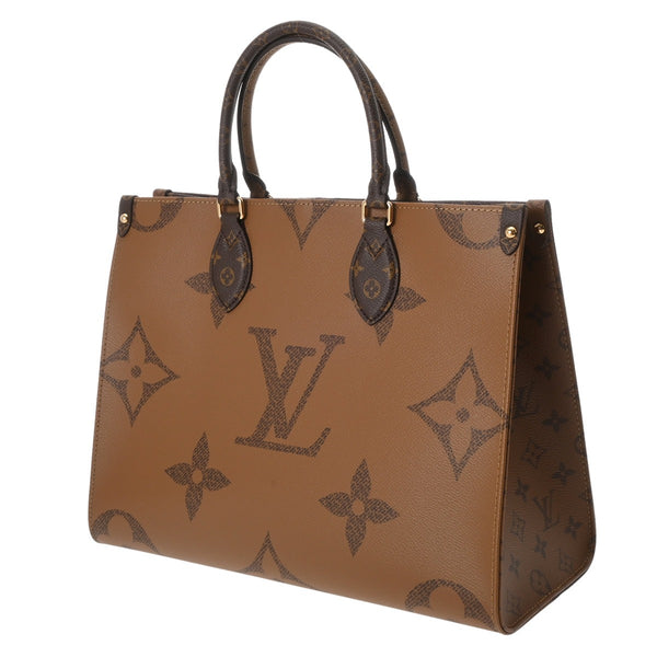 LOUIS VUITTON ルイヴィトン モノグラムリバース オンザゴー MM 2WAYトート ブラウン M45321 レディース モノグラムキャンバス ハンドバッグ 新同 中古 銀蔵