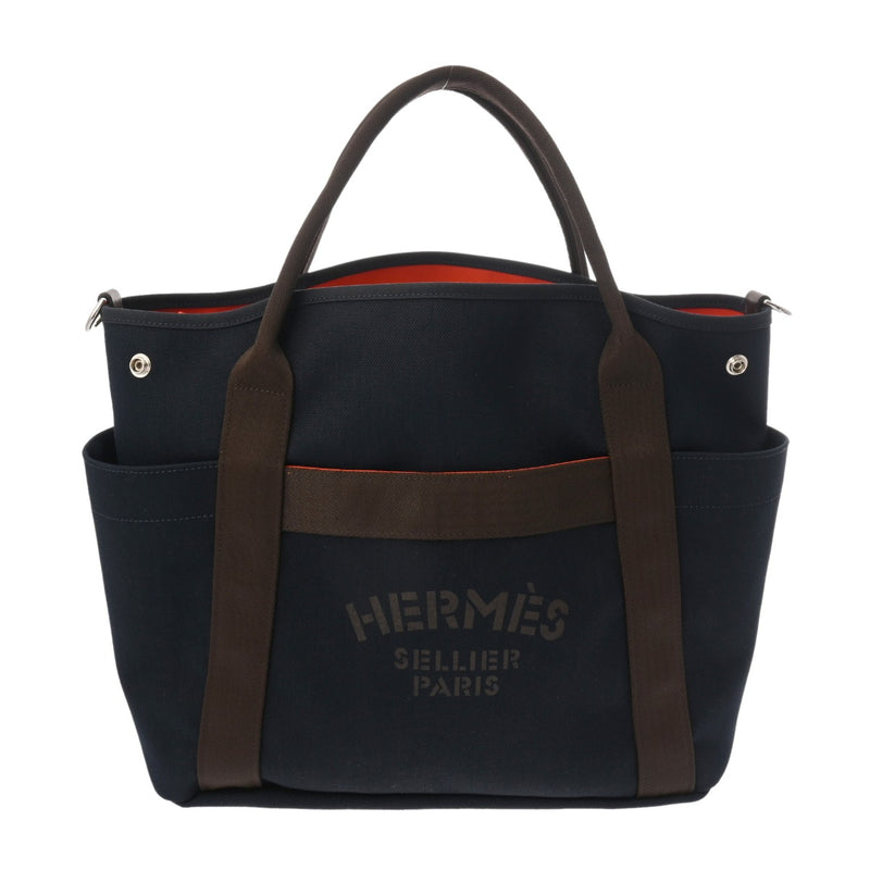 HERMES エルメス サックドパンサージュ グルーム ネイビー/フー U刻印(2022年頃) レディース トワルシェブロン トートバッグ Aランク 中古 銀蔵