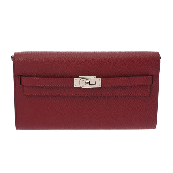 HERMES エルメス ケリーウォレット トゥーゴー ルージュグレナ U刻印(2022年頃) レディース ヴォーエプソン 長財布 ABランク 中古 銀蔵