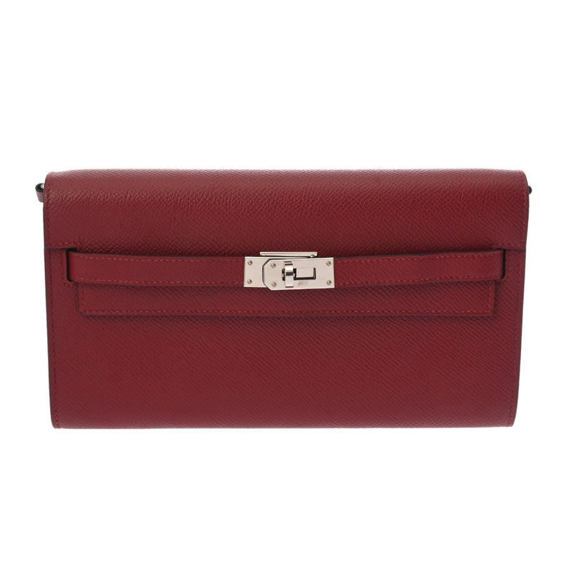 HERMES エルメス ケリーウォレット トゥーゴー ルージュグレナ U刻印(2022年頃) レディース ヴォーエプソン 長財布 ABランク 中古 銀蔵