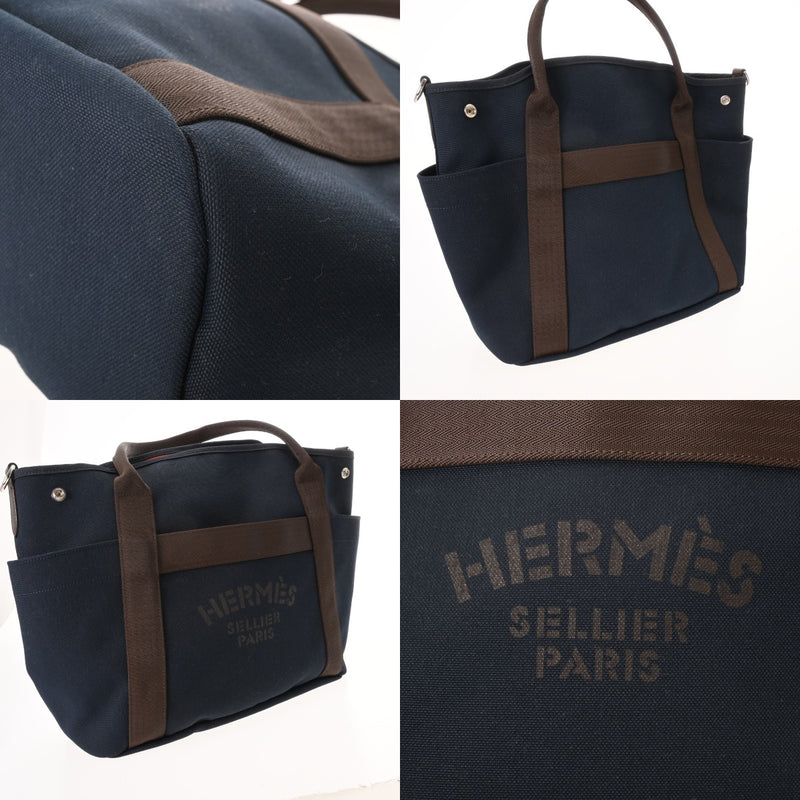 HERMES エルメス サックドパンサージュ グルーム ネイビー C刻印(2018年頃) レディース トワルシェブロン トートバッグ Aランク 中古 銀蔵