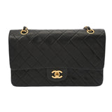 CHANEL シャネル マトラッセ Wフラップ チェーンショルダー 25cm ブラック A01112 レディース ラムスキン ショルダーバッグ Bランク 中古 銀蔵